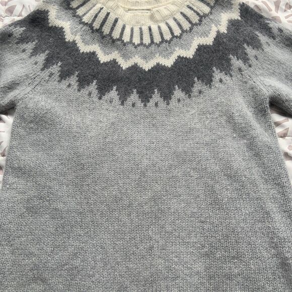 White Stag Fair Isle Angora Lambs Wool Sweater Women’s Medium Ski Gray Ivory - Picture 5 of 6